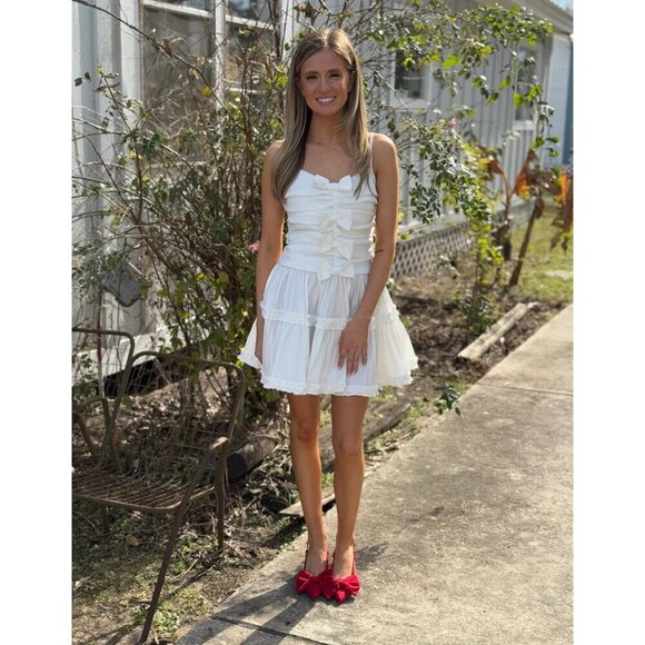 FOR LOVE & LEMONS Whipped Cream Taffeta Mini Dress in White Size X-Small - Picture 2 of 13